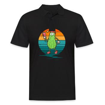 Pickle Gurke Pickelball Lustig Schläger - Männer Poloshirt - Schwarz - Vorne - Kai (181cm)