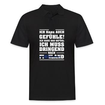 Ich muss dringend nach Finnland Urlaub Geschenk - Männer Poloshirt - Schwarz - Vorne - Kai (181cm)
