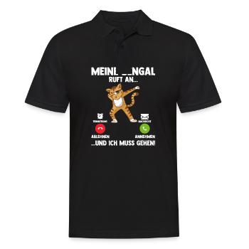 Katze Bengalkatze - Männer Poloshirt - Schwarz - Vorne - Kai (181cm)