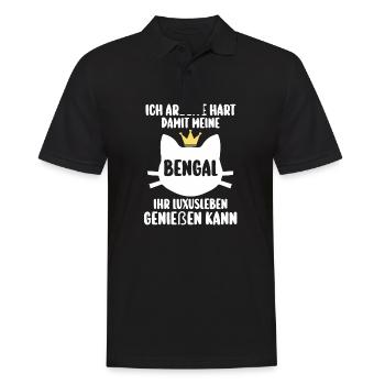 Katze Bengalkatze - Männer Poloshirt - Schwarz - Vorne - Kai (181cm)