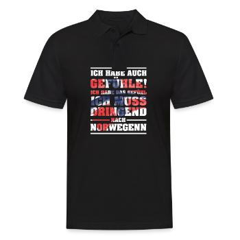 Ich muss dringend nach Norwegen Urlaub Geschenk - Männer Poloshirt - Schwarz - Vorne - Kai (181cm)
