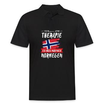 Keine Therapie Nur Norwegen Flagge Urlaub Geschenk - Männer Poloshirt - Schwarz - Vorne - Kai (181cm)
