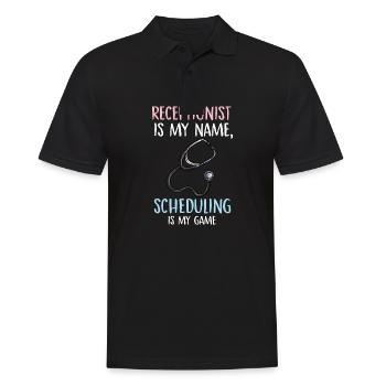 Réceptionniste est mon nom la planification est mon jeu - Polo Homme - noir - Devant - Kai (181cm)