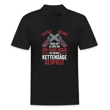 Baumfäller Holzfäller Kettensäge Zimmermann - Männer Poloshirt - Schwarz - Vorne - Kai (181cm)