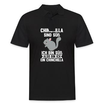 Chinchilla sind süß ich bin süß also bin ich ein C - Männer Poloshirt - Schwarz - Vorne - Kai (181cm)