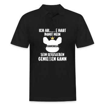 Ich arbeite hart damit mein Chinchilla - Männer Poloshirt - Schwarz - Vorne - Kai (181cm)