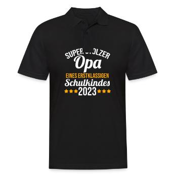 Stolzer Opa eines Schulkind 2023 Einschulung - Männer Poloshirt - Schwarz - Vorne - Kai (181cm)