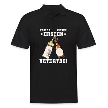 Unser erster Vatertag mit Bier und Milchflasche - Männer Poloshirt - Schwarz - Vorne - Kai (181cm)