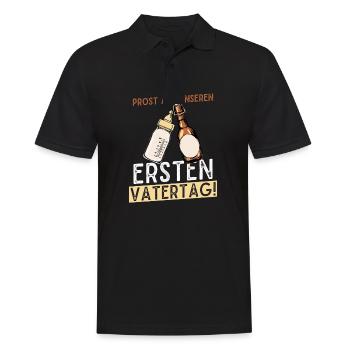 Unser erster Vatertag mit Bier und Milchflasche - Männer Poloshirt - Schwarz - Vorne - Kai (181cm)