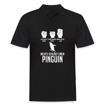 Tiermotiv Pinguin - Männer Poloshirt - Schwarz - Vorne - Kai (181cm)