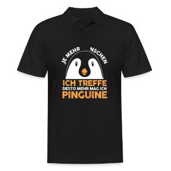 Tiermotiv Pinguin - Männer Poloshirt - Schwarz - Vorne - Kai (181cm)