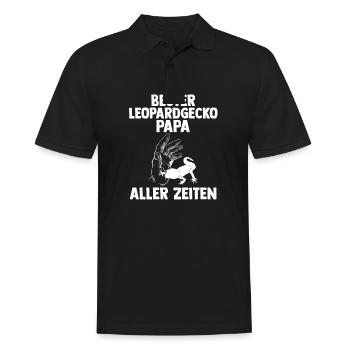 Eidechse Papa Vater Reptilien Leopardgecko - Männer Poloshirt - Schwarz - Vorne - Kai (181cm)
