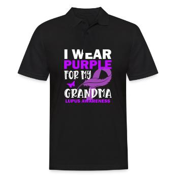I wear purple for my grandma Lupus Awareness - Men's Polo Shirt - black - Front - Kai (181cm)