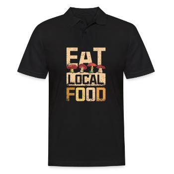 Eat local food mushroom hunting - Männer Poloshirt - Schwarz - Vorne - Kai (181cm)