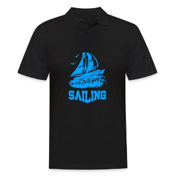 SAILING BOAT SAIL SHIP SEGELSCHIFF - Männer Poloshirt - Schwarz - Vorne - Kai (181cm)