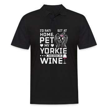 Asseyez-vous à la maison et buvez du vin avec mon Yorkie - Polo Homme - noir - Devant - Kai (181cm)