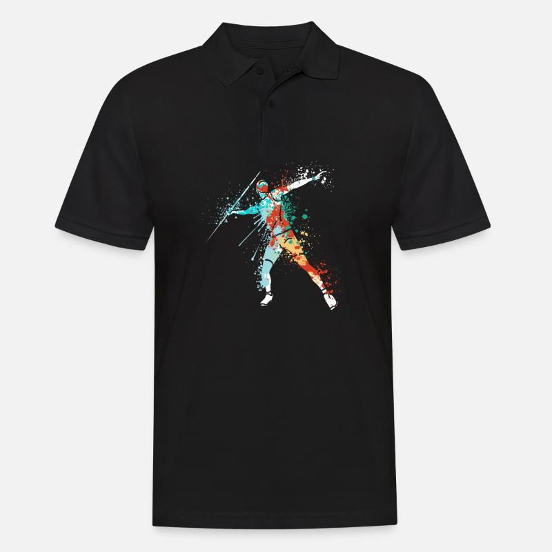 Splash javelin thrower design for Javelinist - Männer Poloshirt - Schwarz