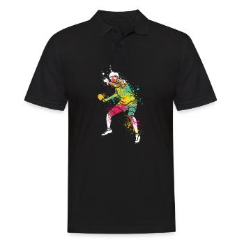 Splash Art Joueur de tennis de table - Polo Homme - noir - Devant - Kai (181cm)