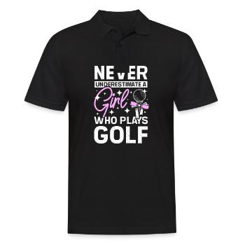 Never underestimate a golfing woman or girl - Männer Poloshirt - Schwarz - Vorne - Kai (181cm)