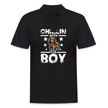 chillin with my boy dachshund - Men's Polo Shirt - black - Front - Kai (181cm)