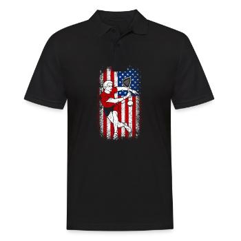 4th of july Usa Proud American Flag Squash Player - Men's Polo Shirt - black - Front - Kai (181cm)