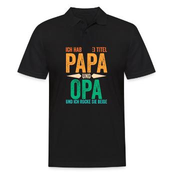 Ich Habe Zwei Titel Papa Und Opa - Männer Poloshirt - Schwarz - Vorne - Kai (181cm)