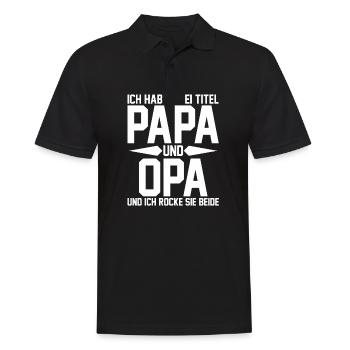 Ich Habe Zwei Titel Papa Und Opa - Männer Poloshirt - Schwarz - Vorne - Kai (181cm)