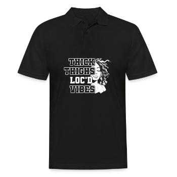Thick Thighs Loc'd Vibes Afro Hair Black American - Men's Polo Shirt - black - Front - Kai (181cm)