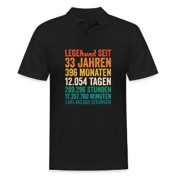 33 Jahre Dreiunddreißigster Geburtstag - Männer Poloshirt - Schwarz - Vorne - Kai (181cm)