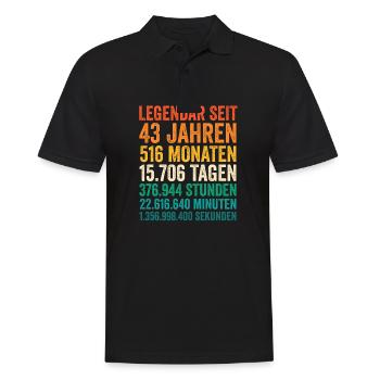 43 Jahre Fünfundvierzigster Geburtstag - Männer Poloshirt - Schwarz - Vorne - Kai (181cm)