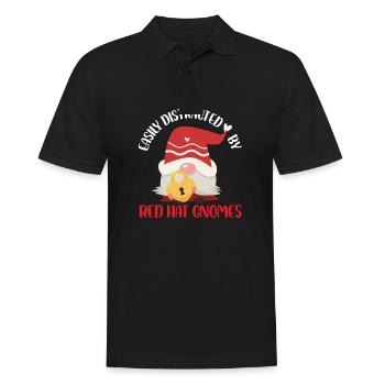 Facilement distrait par les nains au chapeau rouge - Polo Homme - noir - Devant - Kai (181cm)