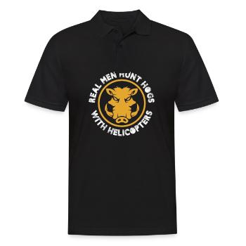 Real men hunt hogs with helicopters - Männer Poloshirt - Schwarz - Vorne - Kai (181cm)
