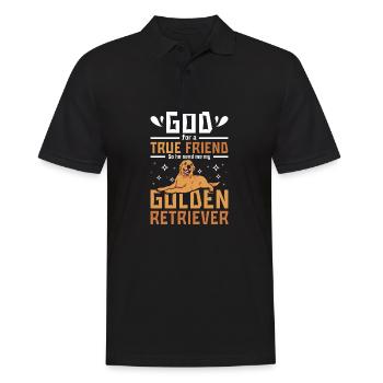 Dieu m’envoie un véritable ami mon golden retriever - Polo Homme - noir - Devant - Kai (181cm)