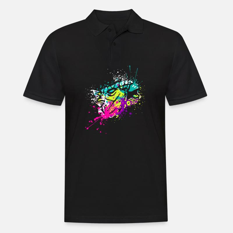 Splash art Dinosaur Ankylosaurus head - Männer Poloshirt - Schwarz