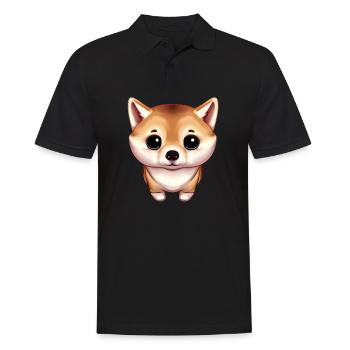 Illustration mignonne de Shiba Inu - Polo Homme - noir - Devant - Kai (181cm)