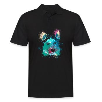 Colorful Splash Art Dog Lover Siberian Husky - Men's Polo Shirt - black - Front - Kai (181cm)