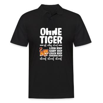 Tiger Motiv - Männer Poloshirt - Schwarz - Vorne - Kai (181cm)