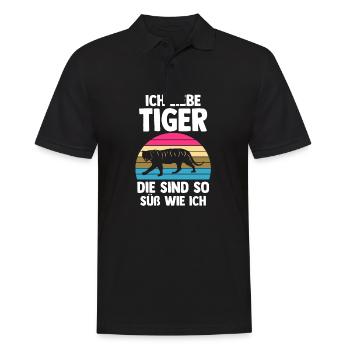 Tiger Motiv - Männer Poloshirt - Schwarz - Vorne - Kai (181cm)