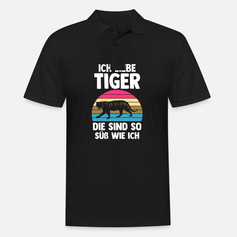 Tiger Motiv - Männer Poloshirt - Schwarz