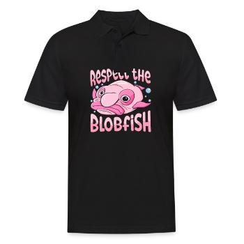 Blobfish Kostüm - Hässliches Blob Fischgesicht - - Männer Poloshirt - Schwarz - Vorne - Kai (181cm)