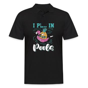 Ich Pinkle In Pools Schwimmwitz, Die In - Männer Poloshirt - Schwarz - Vorne - Kai (181cm)
