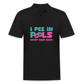 Lustiger Schwimmwitz, Pinke Ich In Pools - Männer Poloshirt - Schwarz - Vorne - Kai (181cm)