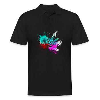 Splash art Dinosaur Triceratops head - Männer Poloshirt - Schwarz - Vorne - Kai (181cm)