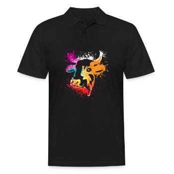 Colerfull Splash Art Farm animals cow head - Männer Poloshirt - Schwarz - Vorne - Kai (181cm)