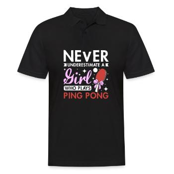 Ne sous-estimez jamais une fille qui joue au ping-pong - Polo Homme - noir - Devant - Kai (181cm)