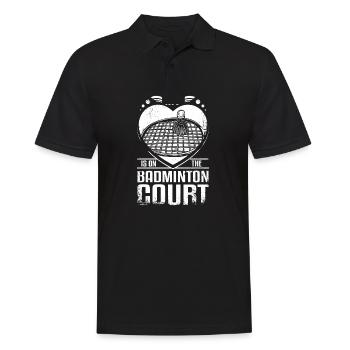 Mon cœur est sur le terrain de badminton - Polo Homme - noir - Devant - Kai (181cm)
