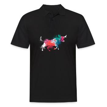 Animaux colorés Splash Art Farm taureau bœuf - Polo Homme - noir - Devant - Kai (181cm)