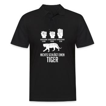 Tiger Motiv - Männer Poloshirt - Schwarz - Vorne - Kai (181cm)