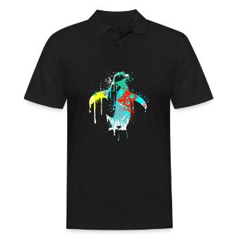 Splash Art Zwergpinguin Kaiserpinguin - Männer Poloshirt - Schwarz - Vorne - Kai (181cm)