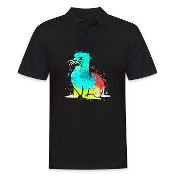 Splash Art Seal Lion de mer - Polo Homme - noir - Devant - Kai (181cm)